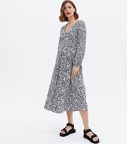 New Look Maternity Black Ditsy Floral Button Front Midi Dress